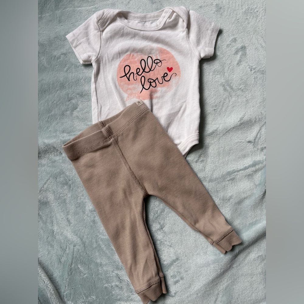 Rene Rofe Baby White Onesie and Zara Pants